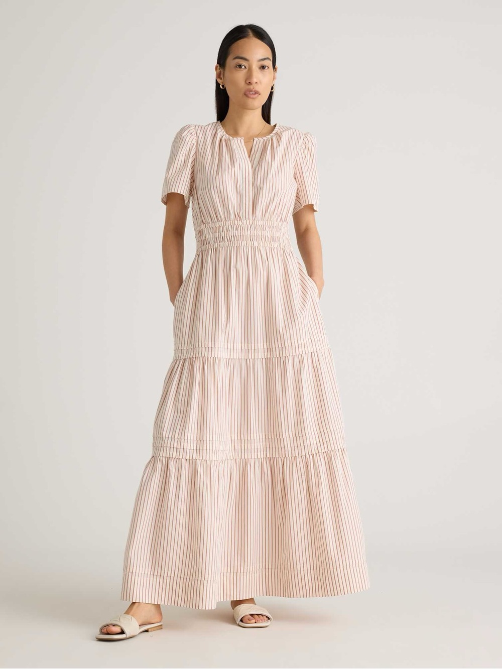Quince 100% Organic Cotton Poplin Tiered Maxi Dress